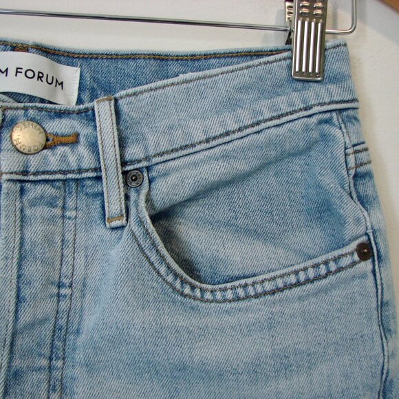 Aritzia Denim Forum Arlo High Rise Straight Jeans Raw Hem Organic Cotton Size 27 - Picture 7 of 13